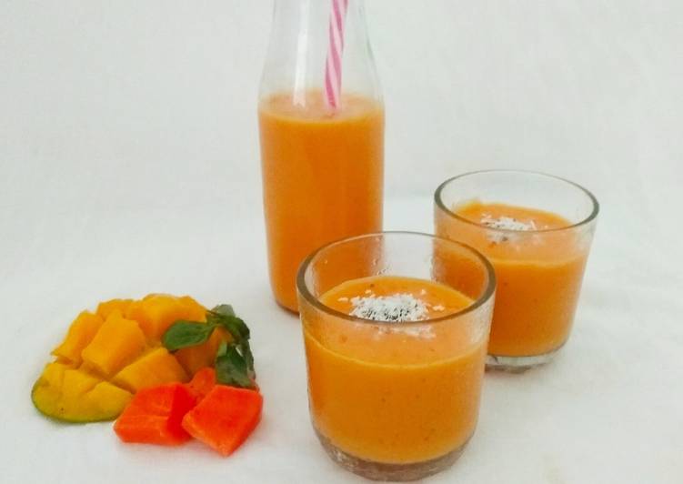 Steps to Make Favorite Coconut Mango Papaya Smoothie