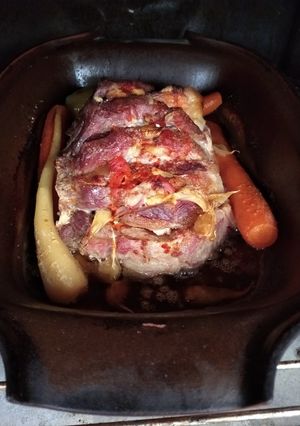 Sült tarja kukoricás rizzsel recept fotója