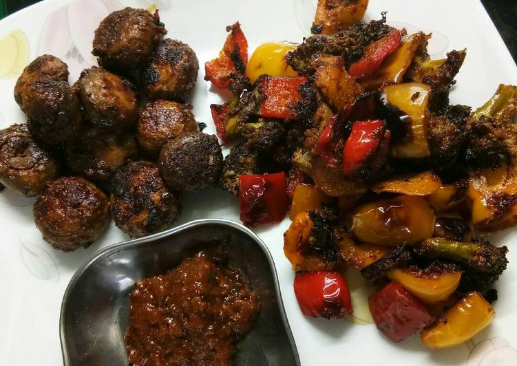 Step-by-Step Guide to Make Super Quick Homemade Tandoor mushroom broccoli and peppers