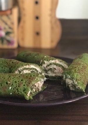 Una foto de Panqueques de acelga rellenos