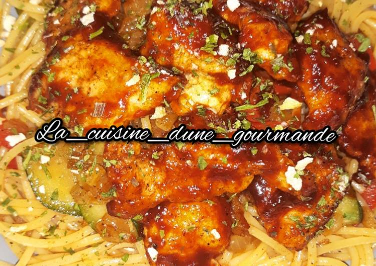 Recipe: Tasty ♨️ Spaghettis, poêlé de légumes au wok & poulet chinois ♨️