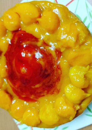 A picture of Mango sponge cake no oven needed.
