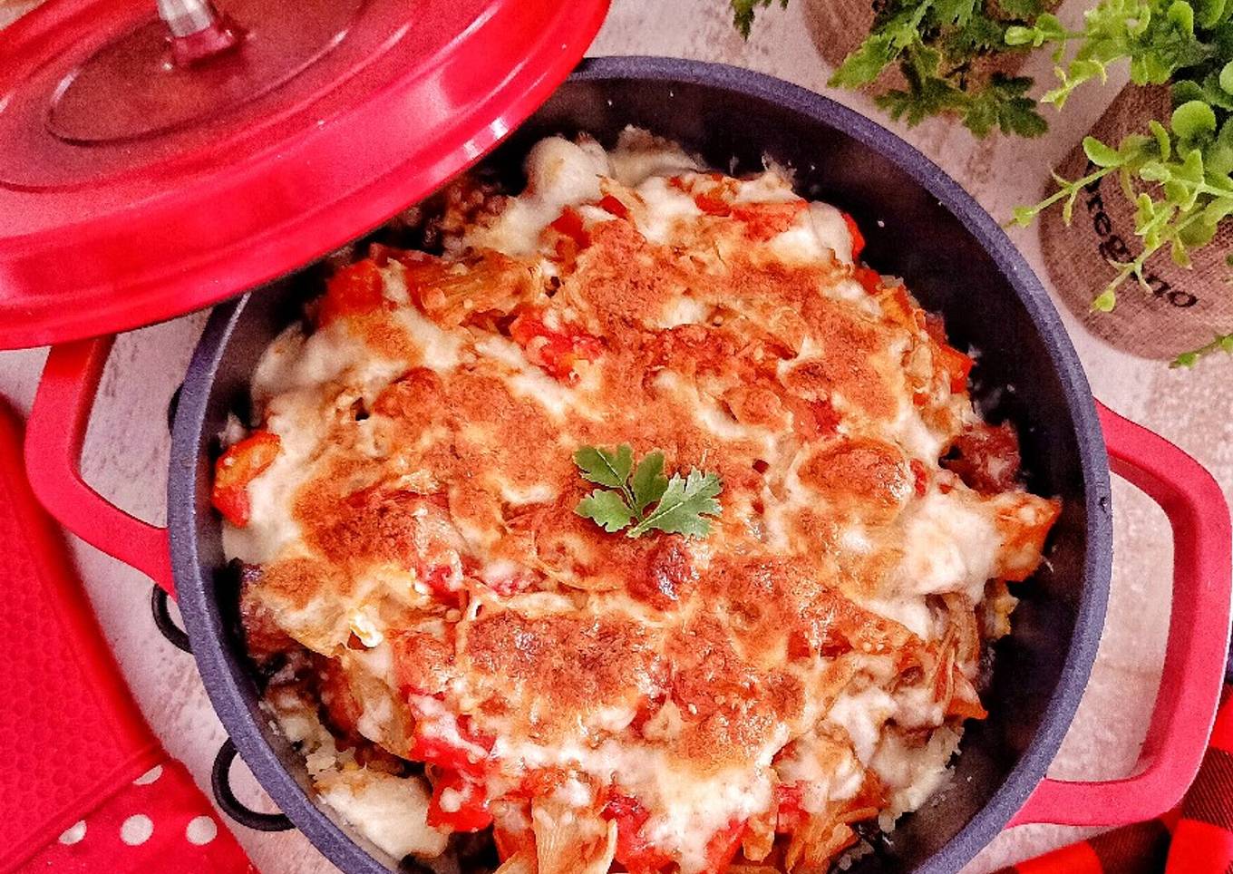 Hongkong Stlye Tomato Pork Cheese Baked Rice