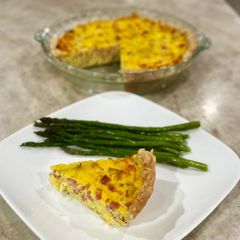 A picture of Ham, Leek, and Ricotta Pie.