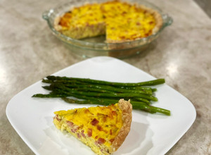 A picture of Ham, Leek, and Ricotta Pie.