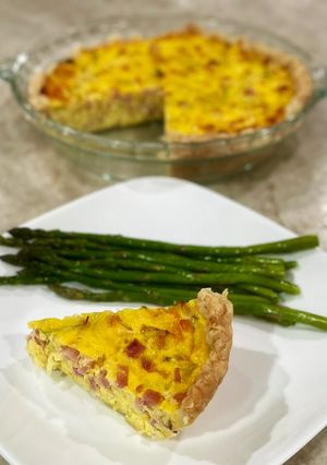 A picture of Ham, Leek, and Ricotta Pie.