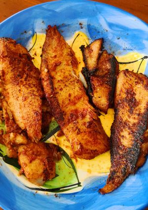 A picture of Fried Fish Tarakihi with Sweet n Sour Sauce. 🐟 🌶 🤗🌷.