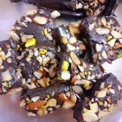 Dry fruits chocolate fudge A picture of Dry fruits chocolate fudge.