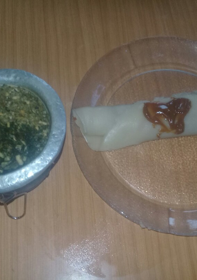 Una foto de Panqueques con dulce de leche