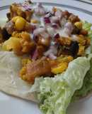 Wrap🌯🍆 de salteado de coliflor, berenjena y maíz🌽 tierno🥙🌯