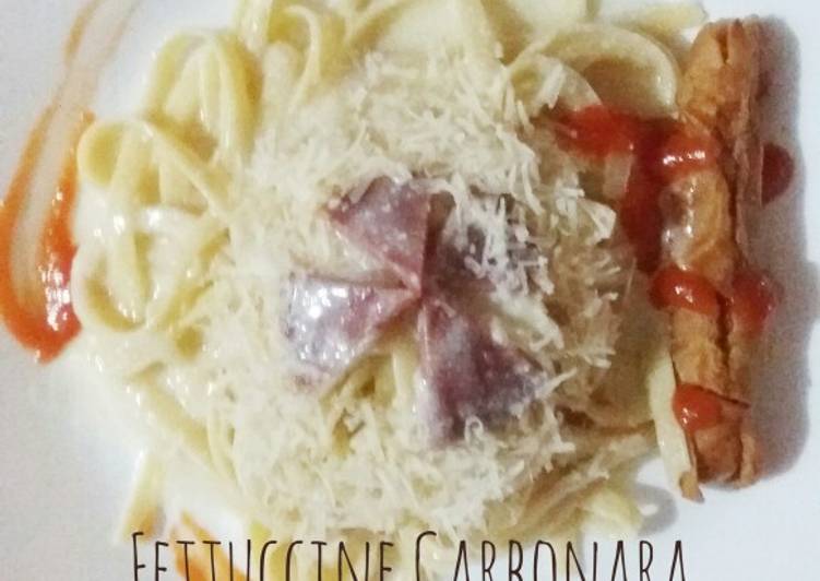 Resep Fettuccine/Spaghetti Carbonara Jadi, Enak