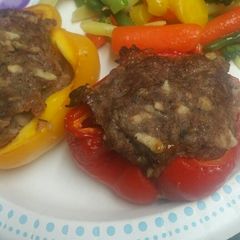 A picture of Stuffed Peppers Sausage, Beef, and Apples.