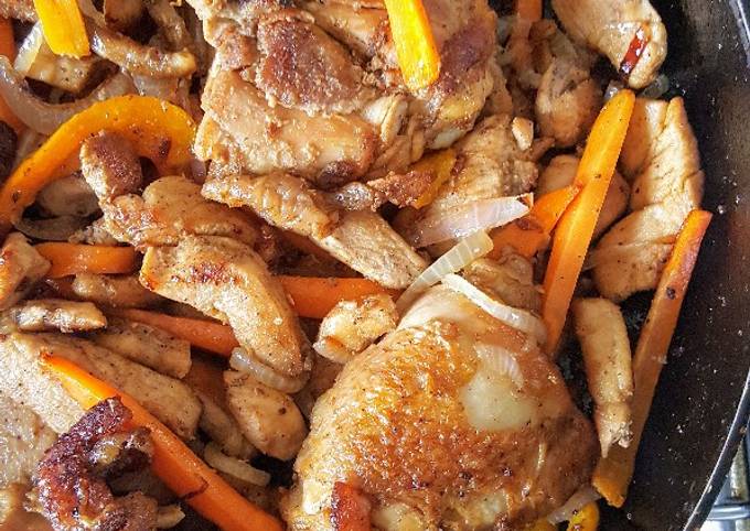 Onion Carrot Chicken Mix Stir Fry