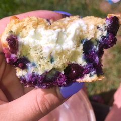 A picture of Stuffed blueberry muffins.