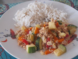 Guiso de zapallito y carne vegetal