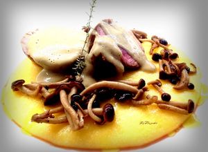 Foto di Filetto di maiale con polenta, pioppini e crema di porcini