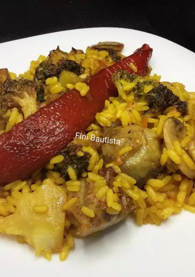 Una foto de Arroz de verduras a la leña