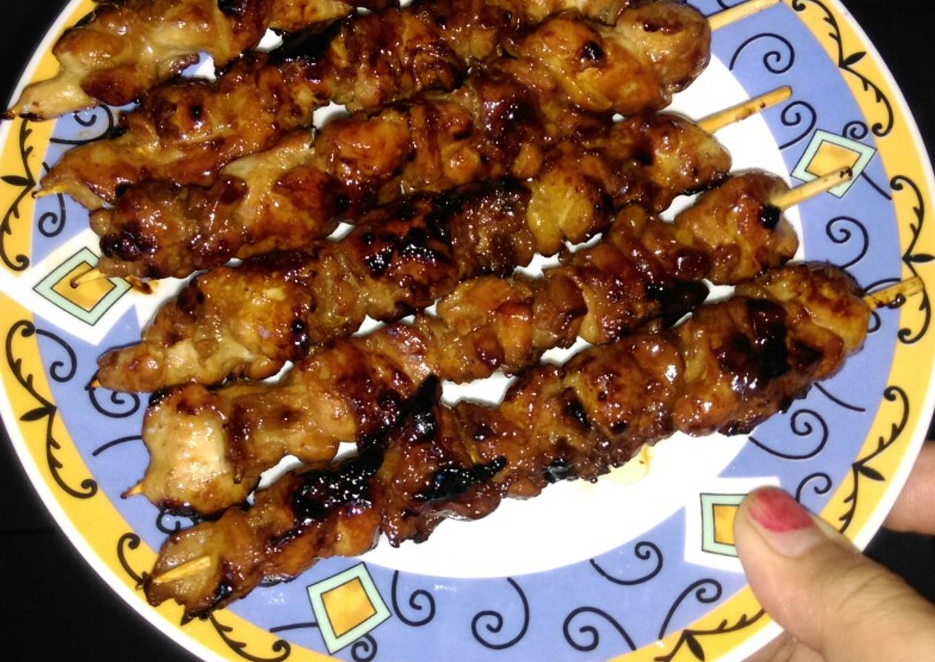 Sate ayam bumbu kecap,panggang teflon