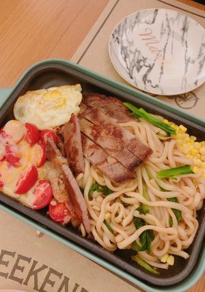 牛排鐵板麵 的食譜成品照片