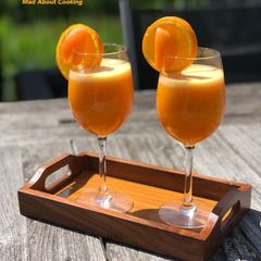 A picture of Sunshine Smoothie | Three Ingredients Beverage | No Sugar Smoothie | Vegetable and Fruit Smoothie.