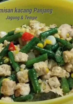 Foto resep Kacang panjang jagung tempe tumis