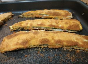 Una foto de "Cachopo" de calabacín al horno