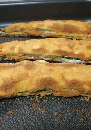 Una foto de "Cachopo" de calabacín al horno