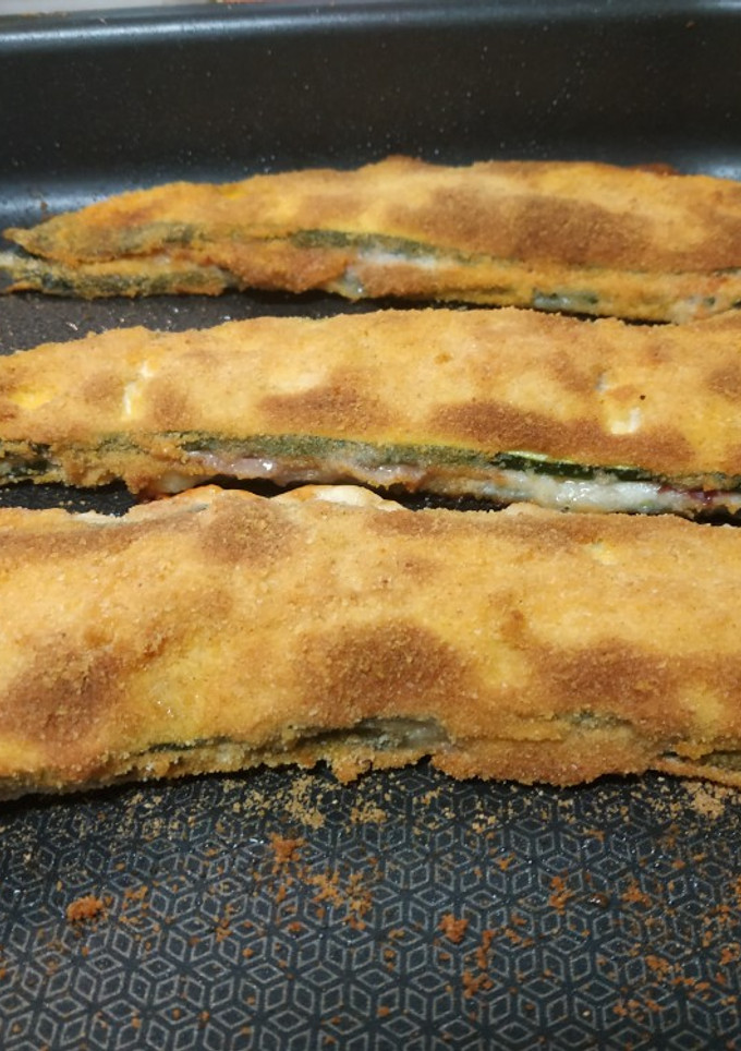 Una foto de "Cachopo" de calabacín al horno