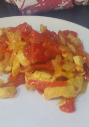 A picture of Danny's tomato and pepper chicken.