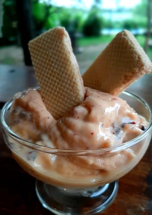 Una foto de Helado de durazno casero y bajas calorías