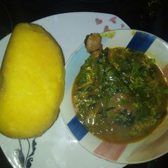 Oha soup with cocoyam flour A picture of Oha soup with cocoyam flour.