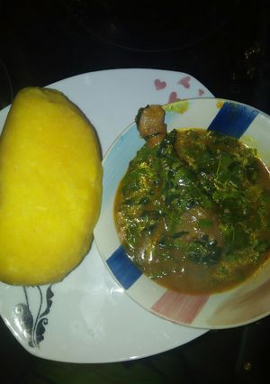 A picture of Oha soup with cocoyam flour.