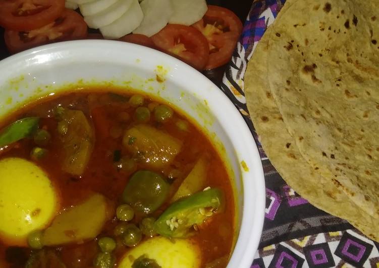 Steps to Make Any-night-of-the-week Anda aloo matar salan/chapati