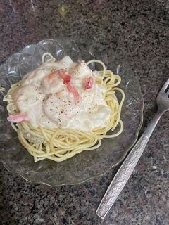 Hình của món Mỳ ý sốt Cream Cheese + Tôm.