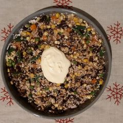 A picture of Mexican Inspired Bean, Corn, & Mixed Vegetable Salad.