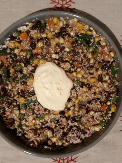 A picture of Mexican Inspired Bean, Corn, & Mixed Vegetable Salad.