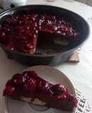 Шоколадний брауні з сирними кульками і вишневим конфітюром 🍒