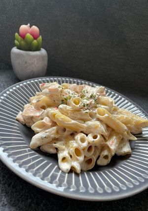 Sonkás sajtos tejszínes gluténmentes penne recept fotója
