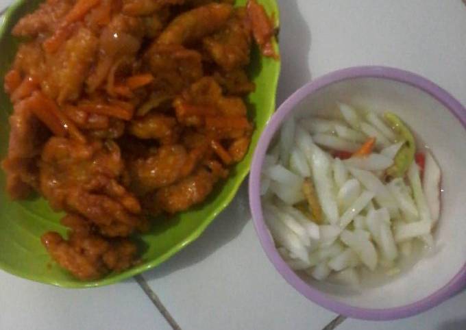 Langkah Mudah untuk Menyiapkan Ayam tepung asam manis suuuuuuper simpleeee Anti Gagal