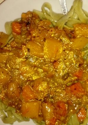 Una foto de Fideos de acelga