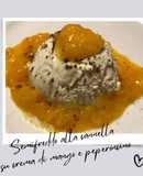 Semifreddo alla cannella su crema di mango 🥭 e peperoncino 🌶