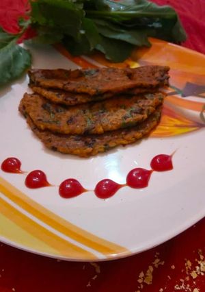 A picture of Spinach oats pan cake.