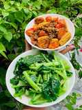 Bò xào bắp non + cải luộc (healthy)