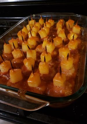 A picture of Bacon wrapped chestnuts.