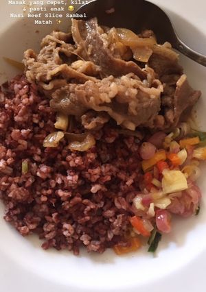 Foto resep NASI BEEF SLICE SAMBEL MATAH 😋