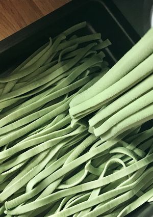Hình của món 💚 Mì Dẹp Tagliatelle Tươi Với Tảo Spirulina (Bằng Máy Philips).