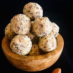 A picture of #HCC#Post_4#Dish_Name_Almond_Ladoo.