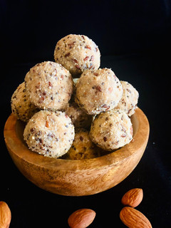 A picture of #HCC#Post_4#Dish_Name_Almond_Ladoo.