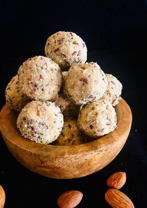 A picture of #HCC#Post_4#Dish_Name_Almond_Ladoo.