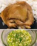 ไก่ต้มน้ำปลา + น้ำจิ้มซีฟู๊ด